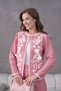 Women's Embroidered Rose Flower and Stone-Detail Linen Jacket and Pants Top and Bottom Set - 4