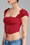 Women's Lace Detailed Woven Fabric Design Crop Blouse - 8