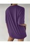 Women's Purple Pocket Flower Printed Oversize Tshirt - 2