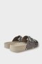 Women's Double Banded Buckle Detailed Daily Comfort Slippers Silver - 5
