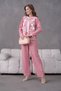 Women's Embroidered Rose Flower and Stone-Detail Linen Jacket and Pants Top and Bottom Set