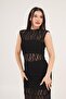 Zero Sleeve Romantic Lace Black Blouse - 4