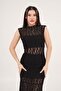 Zero Sleeve Romantic Lace Black Blouse - 2