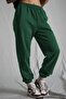 Women's Dark Green Elastic Waist Oversize Sweatpants Mg1235 - 2