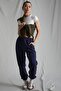 Women's Navy Blue Elastic Waist Oversize Sweatpants Mg1235