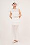 High Waist Romantic Lace White Long Skirt - 2