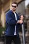 Navy Blue Buttoned Men's Fleece Shirt 6753 - 2