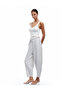 Modal Fabric Elastic Waist Tie Pocket Balloon Fit Pants - 2