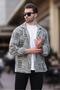 Khaki Print Single Pocket Men's Fleece Shirt 6751 - 2