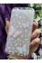 iPhone 16 Compatible Pastel Colored Floral Butterfly Patterned Silicone Transparent Phone Case - 3