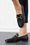 Derwes Women's Ballerinas with Stone Buckle Black Skin - 2