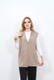 Beige Mother's Vest - Steel Knit Collar and Embroidered Agraph - 6