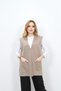 Beige Mother's Vest - Steel Knit Collar and Embroidered Agraph - 8