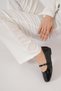 Senras women's flat shoes with scarf buckle black patent leather - 5