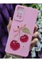 Redmi Note 11 Pro - Note 12 Pro 4g Compatible Cherry Patterned Pink Silicone Phone Case