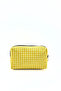 Yellow Square Patterned Women's Makeup Bag - Waterproof Travel Organizer, Zippered, Portable - 3