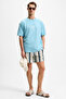 Ourflow Men's Embroidery Detailed 100% Organic Cotton Crew Neck Short Sleeve Oversize Light Blue T-Shirt - 2