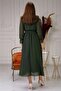 Long Plain Chiffon Khaki Dress - 3