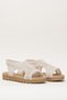 Women's Open Front Knitted Patterned Elastic Sandals White - 3