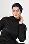 Hijab (Sea, Pool) Swimming Cap with Detachable Bow on the Back, S-10Sn, Navy Blue - 8