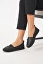 Laner Stitching Saddled Genuine Leather Women's Shoes Black Skin - 3