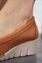 Gesha Front Sewing Laser Women's Genuine Leather Shoes Tan Skin