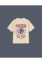 Beige Color Unisex Wild West Cowboy Printed Oversize T-Shirt T-Shirt