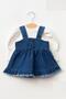 Baby Girl Tasseled Denim Gilet Dress Balloon Blouse Luxury Jean Set - 2