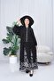 Black - White Patterned Half Button Plus Size Dress - 3006 - 1 - 2