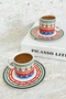 Tufi Premium Porcelain 4 Piece Coffee Cup Set for 2 People 90 ml Orange Special Design - 4
