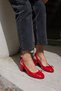 Dorado Women's Red Patent Leather Thick Heel Slingback Heeled Shoes - 2