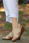 Varmenpelle-09 Wedge Sole Khaki Leather Sandals - 3