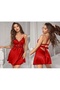 Thin Strap Satin Nightdress, Lace Satin Women's Nightdress with Ribbon Detail on the Back