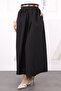 Black Waist Belted Gathered Skirt - 3