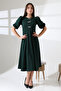Watermelon Sleeve Midi Dress with Metal Accessories - Green - 3