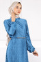 Petrol Blue Pleated Crash Dress - 4