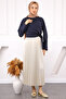 Navy Blue Waist Tie Crop Shirt - 2