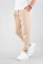 Men's Jogger Pants Elastic Waist Drawstring Cotton Casual Boyfriend Pants Beige