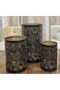 Hurricane Candle Holder Set of 3 – Black Gold Paisley Henna Metal Pillar Candle Holders | Hurricane Lantern Tealight Table Centerpiece Flower Vase | Indoor Outdoor Ramadan Home Decor Gift - 4