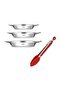 Silver Italian Steel Coverless Omelette Pan Set 16-18-20Cm-Tongs Gift
