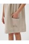Girl's Linen Beige Floral Embroidered Ruffle Sleeve Dress - 7