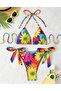 Flower-Patterned Two-Piece Very Stylished Bikini Set with Drawstring Tie Capcanli - 2