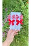 Red Gingham Red Bow White Butterfly Set of 6 Buckles (Half Covered Metal Clip) - 2