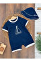 Sail Embroidered Hat and Snap Fastener Bottom Summer Baby Boy Jumpsuit
