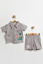Organic 100% Cotton Giraffe Printed Baby Boy Summer Set with Pockets 9-12-18 Months - Muslin Fabric - 2