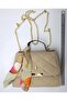 Cream Color Scarf Detail Chain Strap Bag - 3