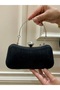 Women's Silvery Hold Detailed Long Chain Strap Evening Dress Bag - 5