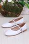 01-625 Soft Stone Buckle Detailed Comfortable Women's Ballerinas - 4