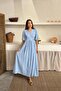 Baby Blue Muslin Long Dress - 3