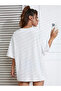Printed Oversize Crew Neck T-Shirt - White - 4